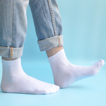 男士中筒袜子夏季西装黑白色鞋袜子棉薄款棉商务男长袜 白色 5双 均码