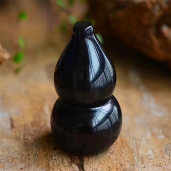 黑曜石黑葫芦适合放在客厅办公室摆件