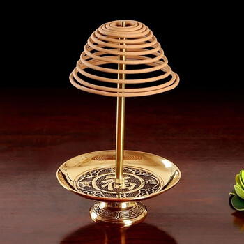 圆通佛具佛教用品盘香炉架香托家用供佛香炉塔香支架纯铜莲花檀香架 6