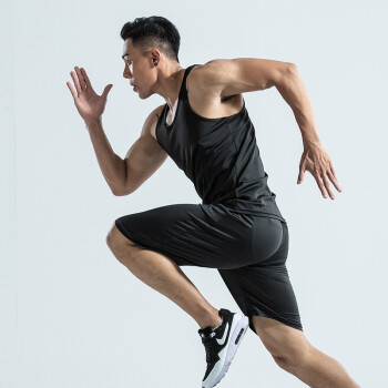 流妍新款运动套装男夏季健身服短袖背心运动服速干跑步衣服两件套 男