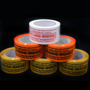 橙色全英文警示语封箱胶带warning防盗打包胶带6宽100米十卷 请严格