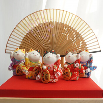 日本猫药师窑和服和风日式摆件开业乔迁车载创意结婚礼物 良缘大成就