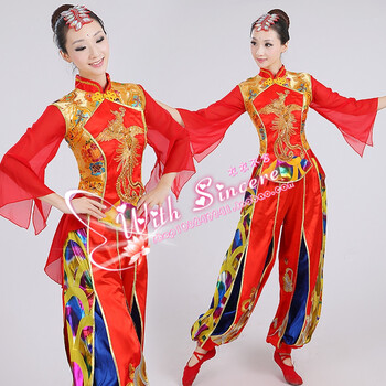 幂范西打鼓舞演出服女中国风舞台秧歌服水鼓舞古典舞蹈服装秋季 如图