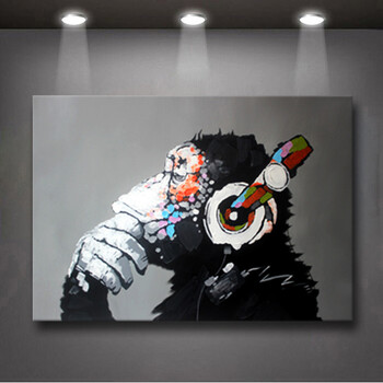 现代猩猩抽象画客厅简约沙发墙装饰画餐厅壁画