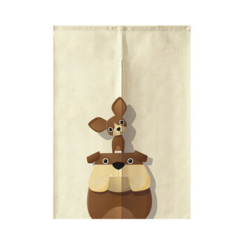 卡通可爱狗狗布艺门帘 卫生间遮挡帘卧室挂帘厨房隔断帘风水半帘 狗狗