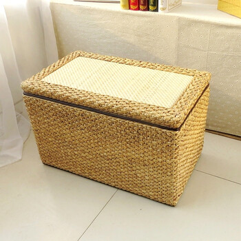 藤编收纳凳储物凳子田园藤编换鞋凳床尾凳实木可坐搁脚凳 水仙藤 水仙