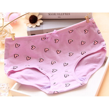 小清新爱心少女内裤 女士内裤 小桃心女式内裤 浅紫 均码