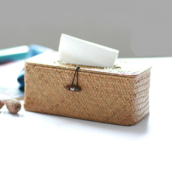 海草编织家用收纳纸巾盒 创意简约客厅抽纸盒 车载车用装饰纸巾盒