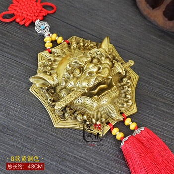 台湾祥狮纯铜兽头狮咬剑睚眦镇宅摆件狮子虎头牌摆件化煞八卦 b款睚眦