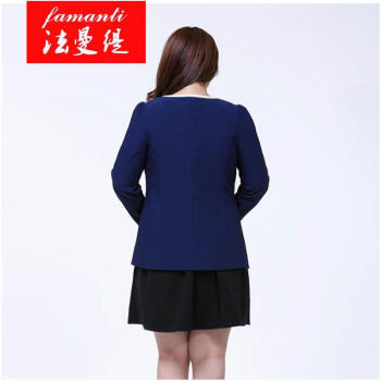 法曼缇2015新款小西装大码西服修身女士休闲显瘦女西装外套 深蓝色 XXXL