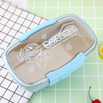 盒kitty卡通可爱保鲜盒微波炉便当盒学生食堂密封餐盒 6蓝丁当 双层锁