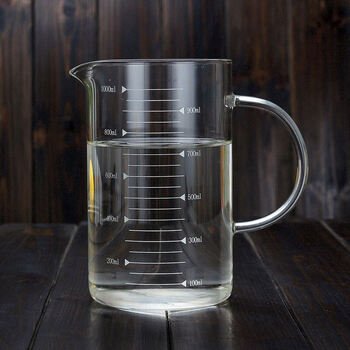 1000毫升透明玻璃量杯带刻度加厚耐高温水杯牛奶杯促销带盖抖音 1000
