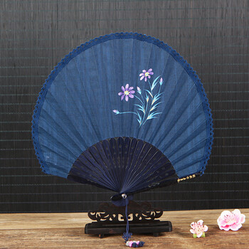 扇子女式布扇葵形扇复古风贝壳扇日式折扇礼品扇装饰品摆件 锦上添花