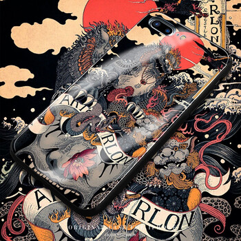 日系浮世绘貔貅xs max苹果x玻璃手机壳iphone6/7plus原宿xr潮男8p