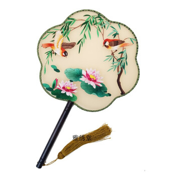 中国传统礼品复古湘妃竹北京苏州上海特产古风非缂丝刺绣圆团扇子