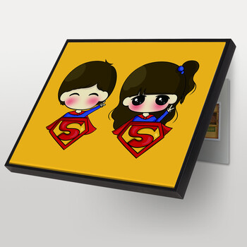 卡通情侣现代简约配电箱开关遮挡挂画客厅餐厅婚庆饰品壁画 超人情侣