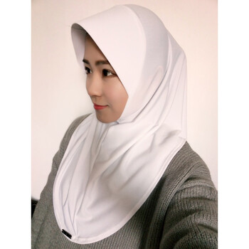 2018穆斯林水晶麻女方便盖头色手工纱巾硬帽檐头巾sd 白色