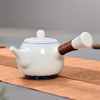 景德镇侧把青花瓷茶壶陶瓷功夫茶具泡茶壶防烫釉下彩普洱红茶单壶