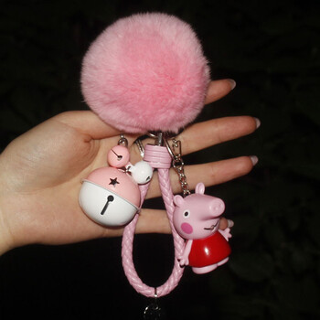 抖音社会人小猪佩奇可爱卡通挂件车钥匙扣链韩国创意包包女小礼物sn