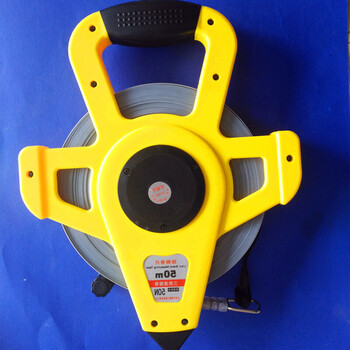 50米100米尼龙防水钢卷尺三倍速工程测量工具耐磨不锈钢 雄狮牌灰色