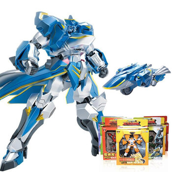 抖音同款 元气拯救队星魂勇者3变形玩具金刚 百变机兽 5寸虎鲨金刚