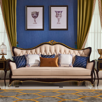 欧式新古典真皮沙发 客厅沙发组合法式轻奢经济型简约家具定制 法式