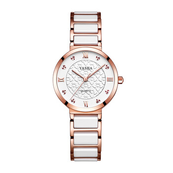 雅莎(yasha)新款女士手表 女表陶瓷石英防水时尚小手链女生手表 罗马
