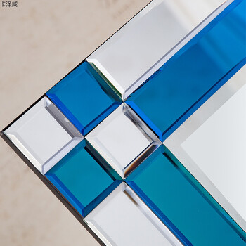 镜卧室家用长镜宿舍移动试衣镜悬挂贴墙大镜子 蓝色玻璃镜框55*161