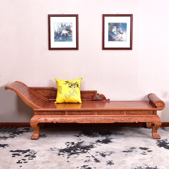 唐煌轩家具花梨木贵妃椅单人床中式雕花美人榻仿古实木贵妃榻 贵妃床