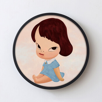 梦游娃娃圆形装饰画客厅卧室挂画沙发背景墙儿童房壁画 15 34*34