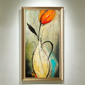 松柏现代简约客厅餐厅装饰画手绘植物花卉油画墙壁画玄关酒店挂画 zn2