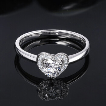 【钻石快线】天使之心-白18k金心形钻石女戒舒适戒臂经典珍藏 白18k