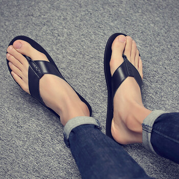 拖鞋男夏天时尚外穿2018潮人字拖简约夹脚沙滩凉拖鞋 黑色 38