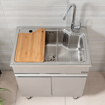 贵畅不锈钢水槽柜多功能集成水槽柜304不锈钢厨房洗菜盆简易洗碗池一体柜水槽柜71cm 图片价格品牌报价 京东