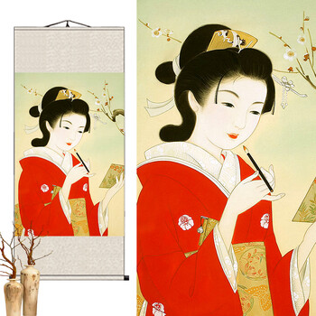 日本料理店挂画日式风格餐厅榻榻米装饰画和服仕女图浮世绘卷轴画 14