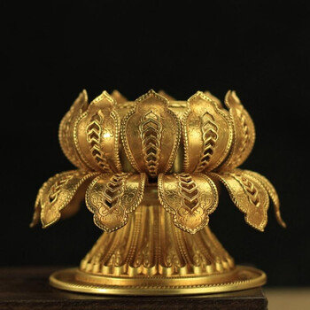 佛教纯铜手摇转经轮 莲花底座藏传法器佛教用品 莲花双层底座 3cm