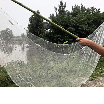 夹网月亮网扒网搭网挑网老式竹竿赶鱼网抬网渔网赶夹夹网搬筝 4.3米0.