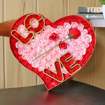 沪缘 七夕情人节生日礼物送女朋友女生创意浪漫香皂玫瑰花束心形礼盒