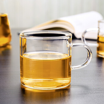 辰星佑耐热玻璃茶具小茶杯小玻璃茶杯品茗杯带把小玻璃杯花茶杯小玻璃
