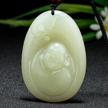 wkoud和田玉弥勒佛吊坠玉石吊坠项链大肚弥勒佛项链挂件挂坠玉坠元旦
