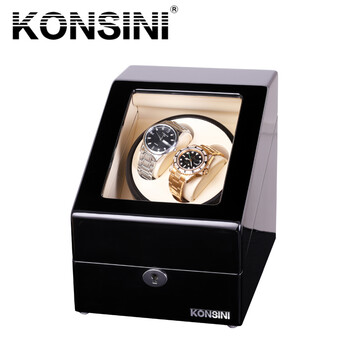 柯士尼摇表器自动表盒手表盒上链上弦盒旋转晃表器转表器电动马达盒收藏 2+3黑色高光漆+米黄皮B12