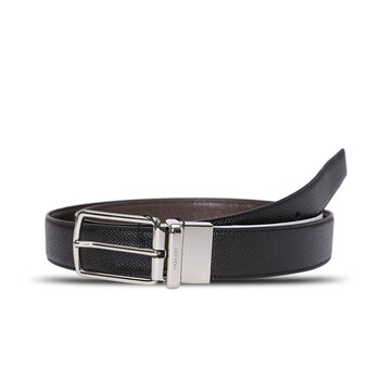 599元 蔻驰 COACH F59116AQ0 男士黑色牛皮压花双面腰带*2