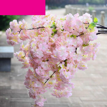 仿真樱花枝婚庆樱花树桃花枝塑料花装饰花绢花客厅落地假花 4叉浅粉色