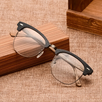 复古眼镜框男潮半框板材木纹镜架女大框文艺眼镜眼镜框 单镜架 黑框