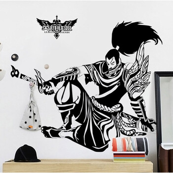 墙贴自粘墙纸海报卧室宿舍卡通动漫壁纸网吧装饰贴画 亚索(死亡如风