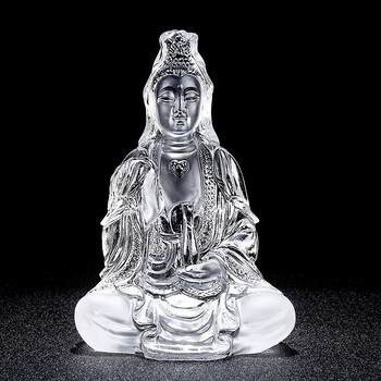 汽车摆件观音佛像创意车载内饰品琉璃水晶观音菩萨工艺品摆设装饰 冰