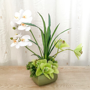仿真花套装蝴蝶兰花艺摆设假花绢花装饰花家居饰品客厅装饰花餐桌花艺