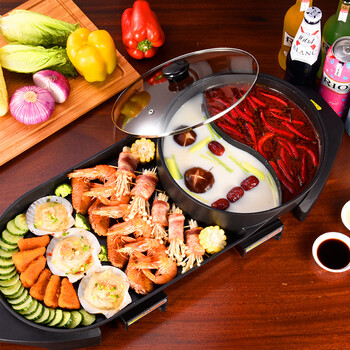 电火锅烧烤火锅电烤盘无烟电烧烤炉不粘火锅家电烤肉机多功能涮烤一体