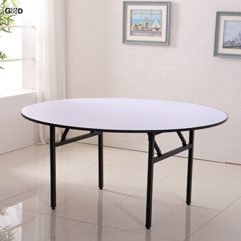 古奥德酒店折叠圆桌批发饭店大圆桌家用简易餐桌钢木折叠桌子14m整圆