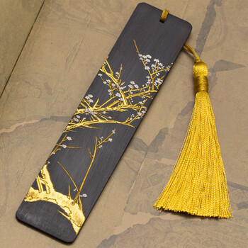 古风书签中国风木古典文化色商务礼品实木木质定制刻字 白花双馨